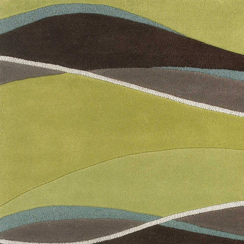 8' X 11' Lime Green Brown And Blue Wool Abstract Hand Tufted Area Rug