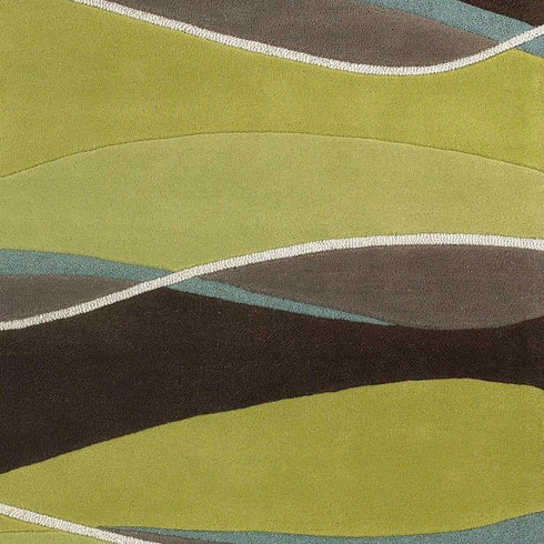 8' X 11' Lime Green Brown And Blue Wool Abstract Hand Tufted Area Rug