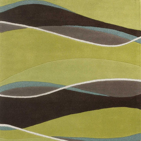 8' X 11' Lime Green Brown And Blue Wool Abstract Hand Tufted Area Rug