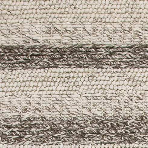 8' X 10' Brown Gray And Ivory New Zealand Lambs Wool Striped Hand Woven Area Rug