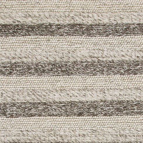 8' X 10' Brown Gray And Ivory New Zealand Lambs Wool Striped Hand Woven Area Rug
