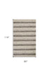 8' X 10' Brown Gray And Ivory New Zealand Lambs Wool Striped Hand Woven Area Rug