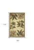 8' X 11' Ivory Green And Brown Wool Tropical Botanical Hand Tufted Area Rug