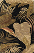 8' X 11' Black Beige And Brown Wool Botanical Leaves Hand Tufted Area Rug