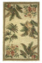 8' X 11' Ivory Green And Brown Wool Tropical Botanical Hand Tufted Area Rug