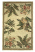 8' X 11' Ivory Green And Brown Wool Tropical Botanical Hand Tufted Area Rug