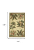 8' X 11' Ivory Green And Brown Wool Tropical Botanical Hand Tufted Area Rug