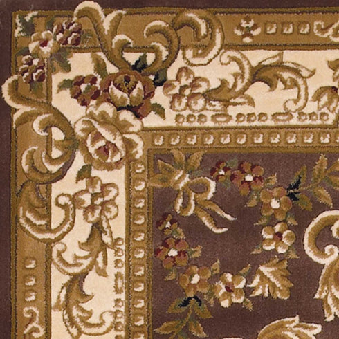 5' X 8' Plum And Ivory Floral Medallion Area Rug