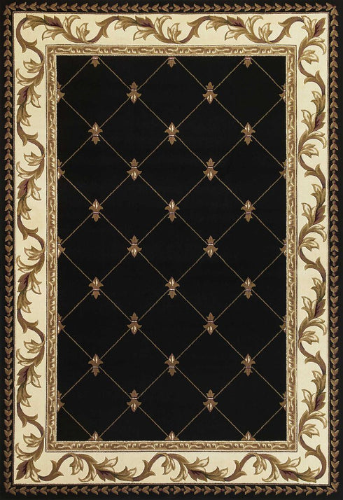 5' X 8' Brown Black And Ivory Floral Vines Area Rug