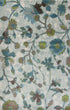 8' X 11' Teal Blue White And Green Floral Vines Area Rug