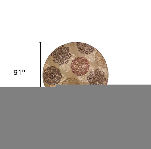 8' X 11' Sage Brown And Ivory Floral Medallion Area Rug
