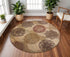8' X 11' Sage Brown And Ivory Floral Medallion Area Rug