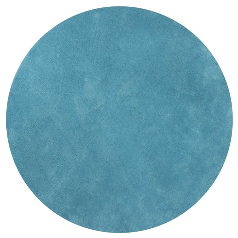 Round Polyester Highlighter Blue Area Rug