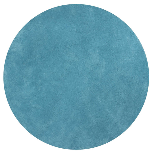 Round Polyester Highlighter Blue Area Rug