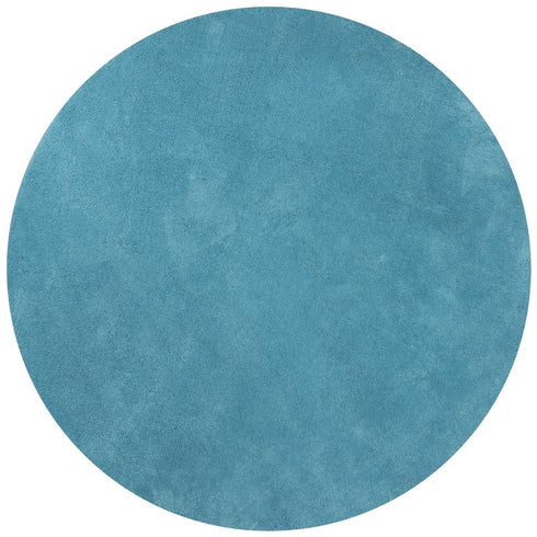 Round Polyester Highlighter Blue Area Rug