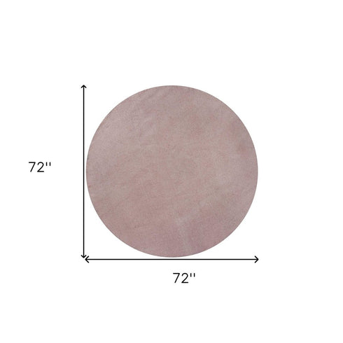 6' Pink Shag Hand Woven Round Rug