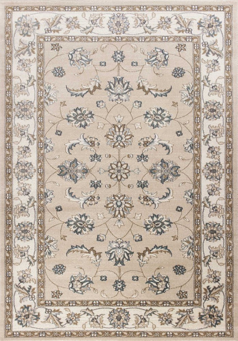 8' X 10' Beige And Ivory Floral Medallion Area Rug