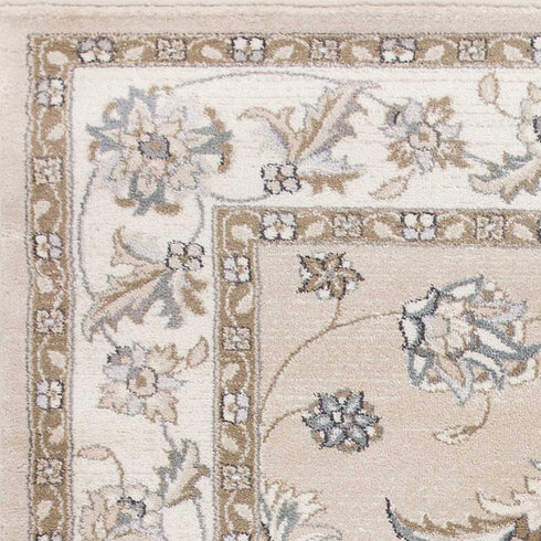 8' X 10' Beige And Ivory Floral Medallion Area Rug