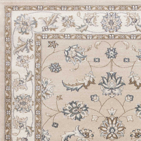 8' X 10' Beige And Ivory Floral Medallion Area Rug