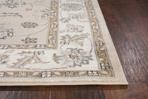8' X 10' Beige And Ivory Floral Medallion Area Rug