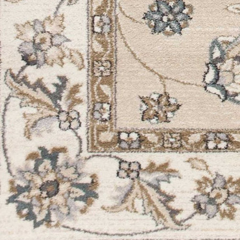 8' X 10' Beige And Ivory Floral Medallion Area Rug