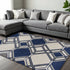 8' X 11' Blue Ivory And Gray Geometric Area Rug