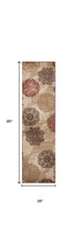 8' X 11' Sage Brown And Ivory Floral Medallion Area Rug