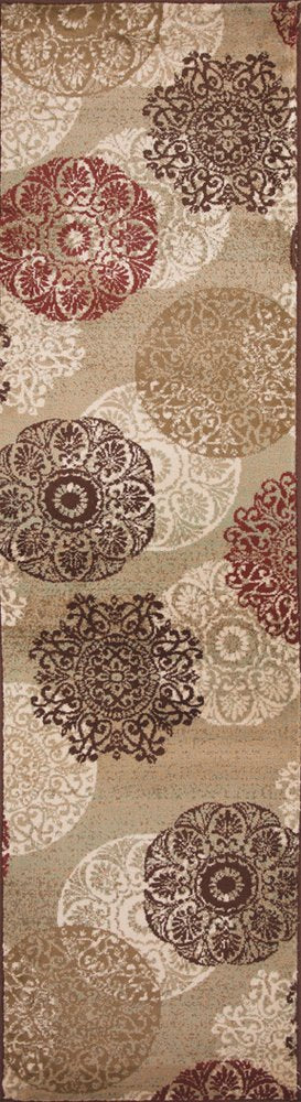 8' X 11' Sage Brown And Ivory Floral Medallion Area Rug