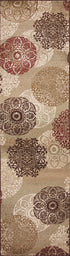 8' X 11' Sage Brown And Ivory Floral Medallion Area Rug