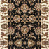 8' Black Ivory And Brown Floral Medallion Runner Rug