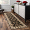 8' Black Ivory And Brown Floral Medallion Runner Rug