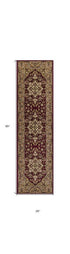 8' Red And Beige Floral Medallion Runner Rug