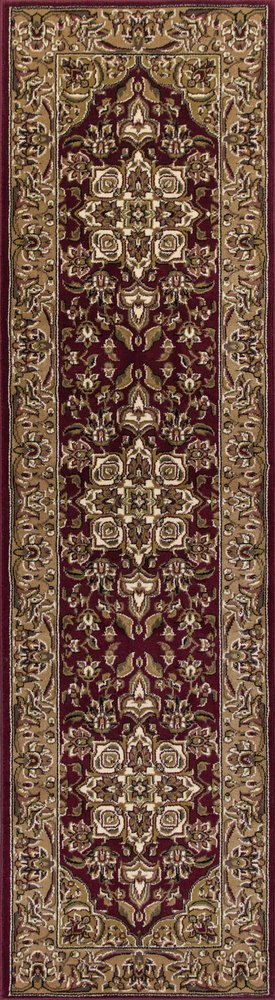 8' Red And Beige Floral Medallion Runner Rug