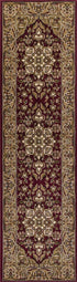 8' Red And Beige Floral Medallion Runner Rug