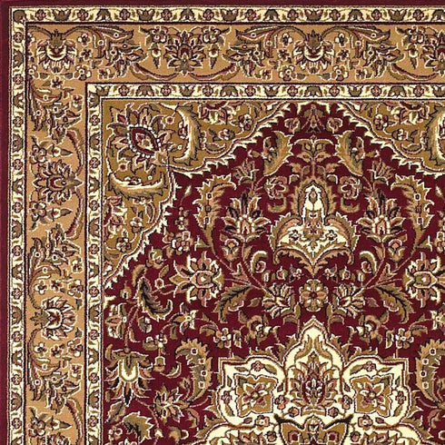 8' Red And Beige Floral Medallion Runner Rug