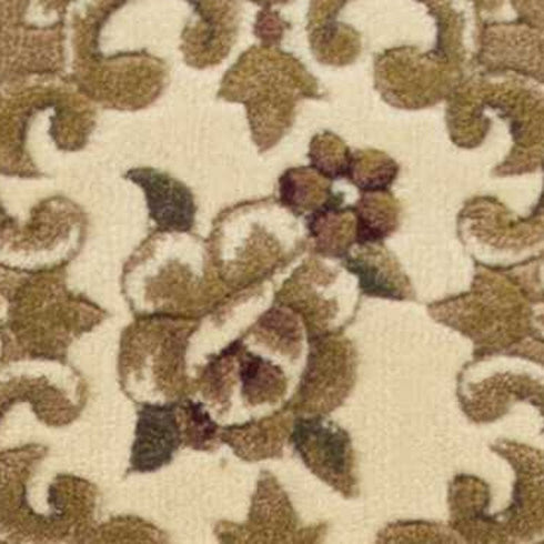8' Beige Ivory And Brown Floral Medallion Runner Rug