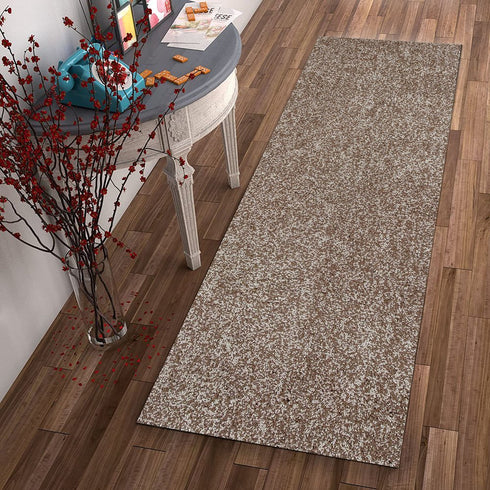 8' X 10' Beige And Brown Abstract Shag Hand Woven Area Rug