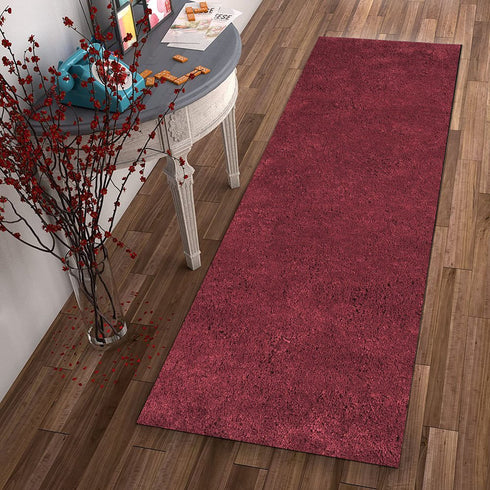 8' X 10' Red Shag Hand Woven Area Rug