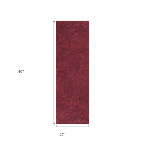 8' X 10' Red Shag Hand Woven Area Rug