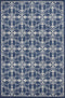 5' X 8' Blue And Ivory Floral Medallion Area Rug
