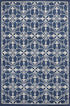 5' X 8' Blue And Ivory Floral Medallion Area Rug