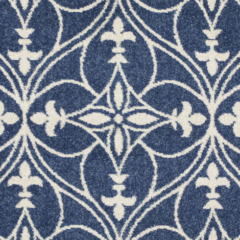 5' X 8' Blue And Ivory Floral Medallion Area Rug