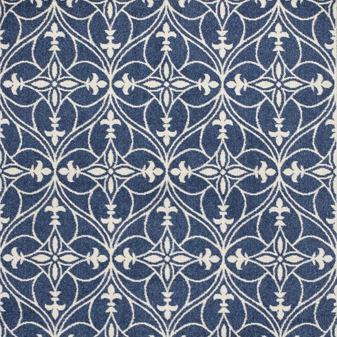 5' X 8' Blue And Ivory Floral Medallion Area Rug