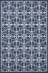 5' X 8' Blue And Ivory Floral Medallion Area Rug