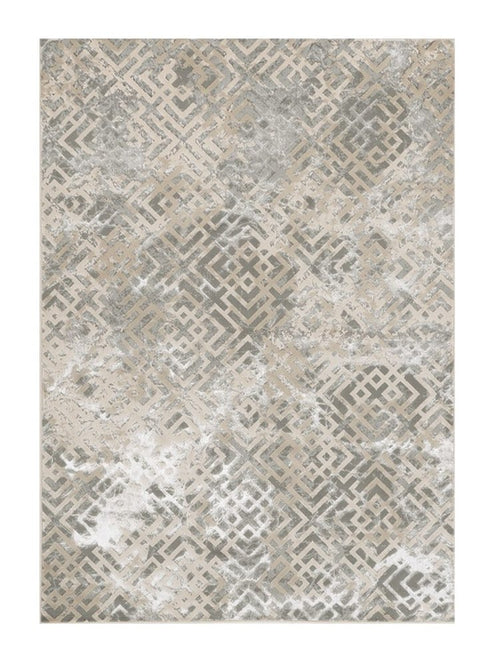 7' X 10' Sand And Light Blue Geometric Area Rug