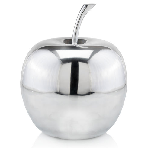 11" Silver Buffed Aluminum Decorative Apple Tabletop Sculpture