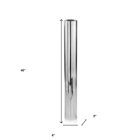 56" Silver Aluminum Cylinder Table Vase