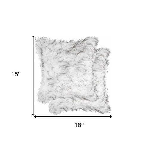 18" X 18" X 5" Gradient Gray Faux Fur 2Pack Pillow