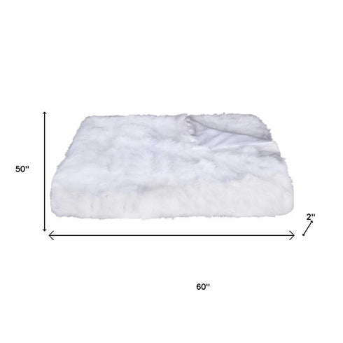 White Knitted Rabbit Solid Color Plush Reversable Throw