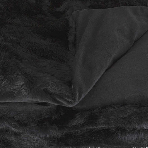 Black Knitted Rabbit Solid Color Plush Reversable Throw